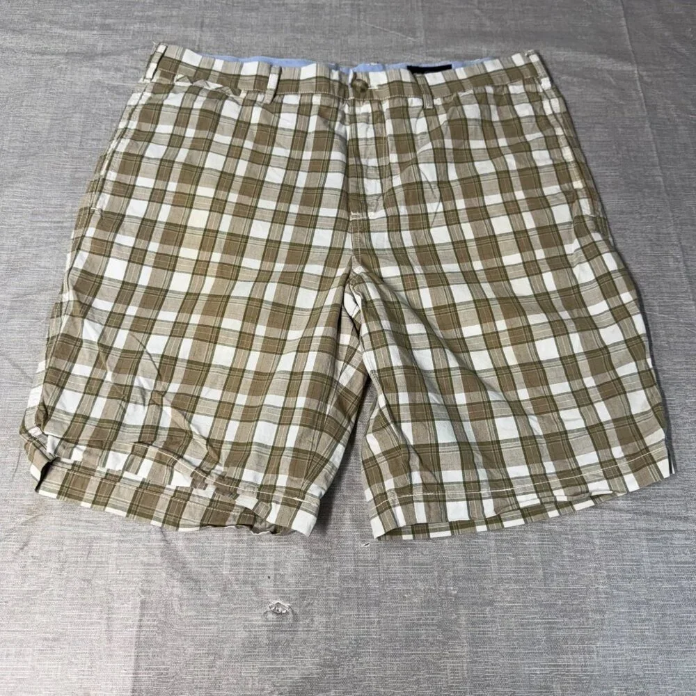 Black Brown 1826 Men's Plaid Cotton Shorts Size 36 Summer Golfing Leisure Play - Picture 2 of 16